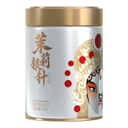 川红 特级茉莉花茶 七星银针 80g 罐装 （赠盖碗+茶匙）