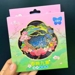 赋闲 绝美九寨沟流沙冰箱贴秋冬季磁吸金属高级感送朋友四川旅游伴手礼 九寨沟春映九寒-流沙冰箱贴【礼盒】