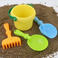 ZOCO 儿童软胶耐摔沙滩桶套装男女宝宝小铲挖沙玩雪工具小孩子戏水玩具 黄桶