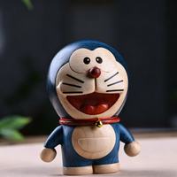 木易 机器猫实木质摆件创意卡通木雕玩偶小动物桌面可爱七夕女生生日礼物 彩虹木【机器猫】215克