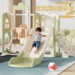 顽乐熊 儿童滑滑梯秋千室内家用小型组合画板宝宝大型幼儿园滑梯游乐场 梦幻城二合一绿色组合 篮筐+音乐机+望远镜