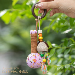 欢西施 云南香囊果壳风铃挂件手工diy材料包车载包挂饰教师节七夕礼物 浅粉汀兰- 果壳艾草锤香囊挂件