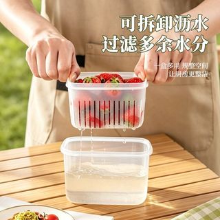 广意 塑料饭盒 带盖沥水 收纳保鲜盒