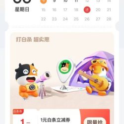 京东金融 消费日历 每日可领1元白条立减券（每日0点更新）