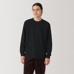 無印良品 MUJI 无印良品 男式 水洗粗棉线圆领长袖T恤男士打底衫 套头衫夏
