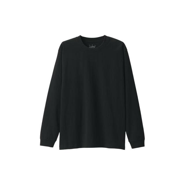 無印良品 MUJI 男式水洗粗棉线圆领长袖T恤