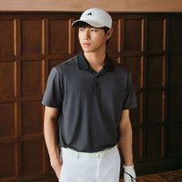 adidas 男夏季细条纹简约针织高尔夫运动翻领短袖POLO衫