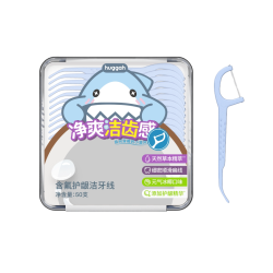 HUGGAH 护龈果味牙线清洁精华CPC含氟细扁牙线棒6盒囤货装