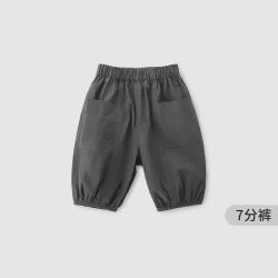 巴厘小猪 男童工装裤夏季七分裤洋气酷帅儿童短裤薄款宝宝纯棉休闲女童裤子 深灰 90