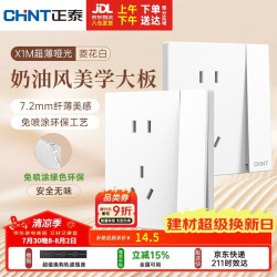 正泰 X1M 开关插座 五孔带单控开关 菱花白哑光