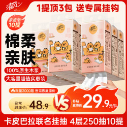清风 X 卡皮巴拉 亲肤系列 悬挂式抽纸 4层*250抽*10提(170*132mm)