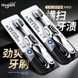 皓齿健 中硬毛牙刷成人2只男士专用高档小刷头螺旋刷丝去烟渍