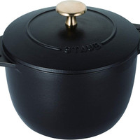 staub 珐宝 圆形铸铁饭釜锅 M号 16cm 哑光黑