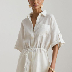 RALPH LAUREN 女士亚麻卷袖衬衫