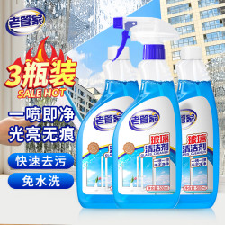 老管家 玻璃清洁剂擦玻璃浴室车窗水垢清洁剂家用玻璃门玻璃窗去渍去污 500ml 3瓶