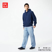 优衣库 宽松直筒牛仔裤/水洗产品常规款男装女装丹宁482864 479322 479322/63天蓝色 48 /190/122C
