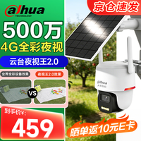 大华 dahua大华4G太阳能摄像头夜视王2.0 免插电源无需连wifi 4G终身免流量室外监控器360度无死角DH-P5E-AOV