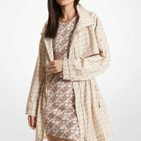 限尺码：MICHAEL KORS 女式时尚潮流印花连帽宽松百搭长款轻薄风衣外套