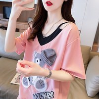 伊馨娴 女士假两件短袖T恤 YXX#c42