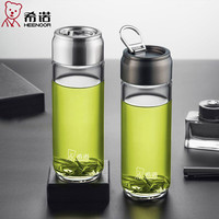 希诺 玻璃杯官方旗舰店单层玻璃水杯男士带提手提环便携泡茶杯子