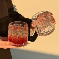 君吻 高级感玻璃水杯 300ml 冰川纹