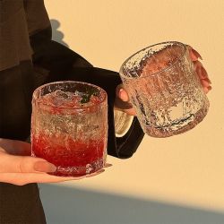 君吻 高级感玻璃水杯 300ml 冰川纹