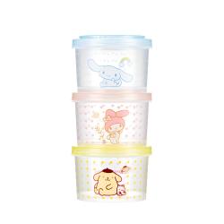 名创优品 三丽鸥系列 圆形便当盒三件套 塑料 1.8L*1+500ml*2 粉色