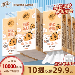 清风 挂式抽纸卡皮巴拉面巾纸4层挂抽250抽囤货整箱装直播间
