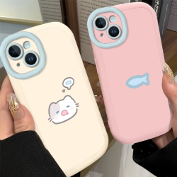 杜奥 小猫想小鱼适用iPhone17/17promax苹果16/15/13/14手机壳防摔情侣