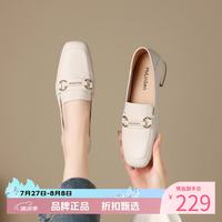 木林森 女鞋休闲单鞋女士乐福鞋子工作通勤一脚蹬女生鞋子百搭优雅小皮鞋