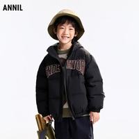 安奈儿 男童短款羽绒服 黑色 160cm