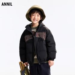 安奈儿 男童短款羽绒服 黑色 160cm