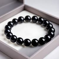 XIYOOMI 天然乌金黑曜石圆珠手链 黑耀石金银曜石散珠手串 12mm（17颗左右）