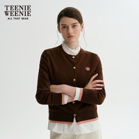 TEENIE WEENIE 小熊女装毛针织衫 撞色假两件开衫