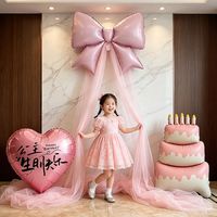 寻年味 Xun Nian Wei 寻年味 女童生日场景布置 蝴蝶结网纱数字气球 客厅背景生日派对装饰