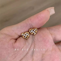 洛梵欣饰 甜心曲奇mini曲奇爱心耳钉小众设计精致轻奢感耳 黄金色/曲奇爱心耳钉
