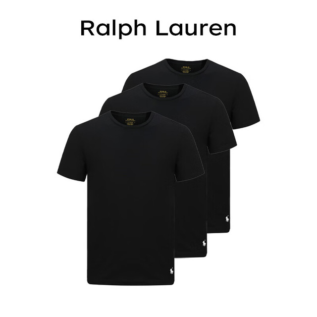 RALPH LAUREN 夏季新款潮流纯棉男短袖t恤内搭打底衫3件装 014黑/黑/黑 XL