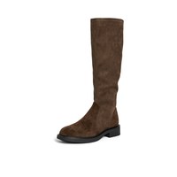 88VIP:Bata 瘦瘦靴女冬季新款显瘦增高百搭弹力粗跟长筒靴67053DG5