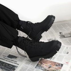 简梵登 长筒马丁靴男款英伦风黑色高帮皮鞋2024新款机车靴子秋季厚底皮靴