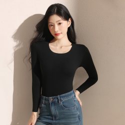 南极人 无痕发热保暖内衣女士上衣内穿秋衣秋裤套装加绒打底衫冬季