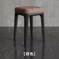 OLOEY 创意家居客厅厚塑料家用可叠放软包其他日杂小件 棕色 2把