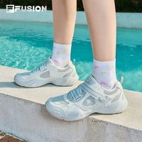FILA FUSION 斐乐水滴鞋玛丽珍女鞋凉鞋2025夏季网面透气运动鞋子 黄昏灰/消逝蓝-DA 37.5