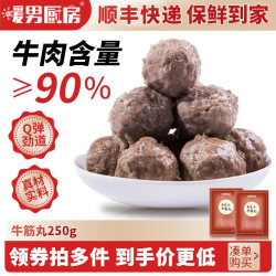 暖男厨房 鲜切牛肉潮汕火锅食材套餐 吊龙雪花嫩肉匙仁肥胼 打边炉生鲜 牛筋丸250g（领券拍4件79）