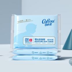 可心柔 V9 COROU）宝宝乳霜纸婴儿云柔巾母婴适用抽纸 3层 40抽 3包