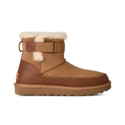 UGG 秋冬加绒加厚休闲束带保暖雪地靴短筒棉靴1174575栗色