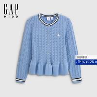 Gap 805961 小熊刺绣花边下摆 女童针织开衫
