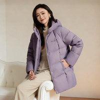 移动端：波司登 23加厚连帽羽绒服 妈妈冬装 红色 送妈妈