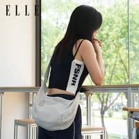 ELLE 牛角包 浅灰色 女士单肩包