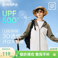 网易严选 冰氧多波段大帽檐 UPF500+ 防晒衣 松霜绿拼冰凝灰 S