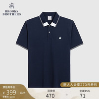 Brooks Brothers 男士拼接领口休闲Polo衫 藏青色 S